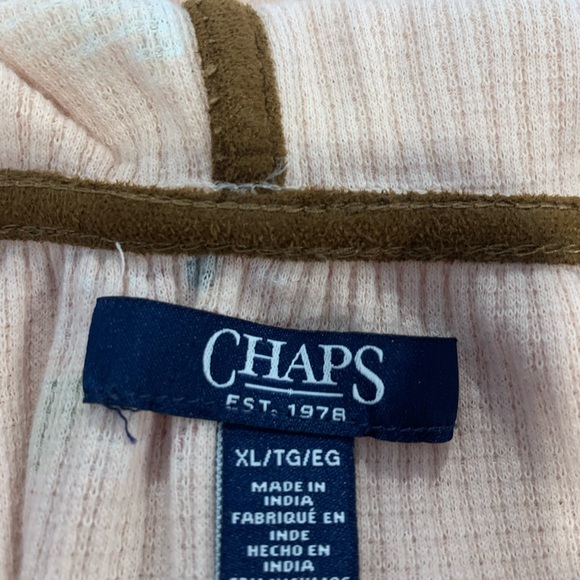 Chaps Peach colored Hooded Waffle Fabric Texture Hoodie with Floral Design. - Picture 11 of 12